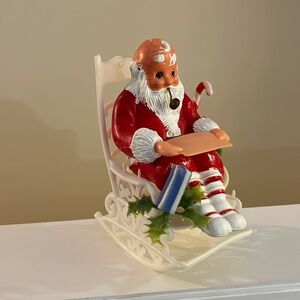 Vintage kitschy Santa w pipe in rocker 50’s blo mold Hong Kong old plastic